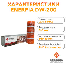 Теплый пол Enerpia мат под плитку DW-200W 200 Вт 1м2 Теплый пол Enerpia мат под плитку DW-200W 200 Вт 1м2