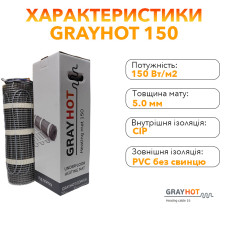 Теплый пол GrayHot тонкий нагревательный мат 92Вт 0.6 м2 Теплый пол GrayHot тонкий нагревательный мат 92Вт 0.6 м2