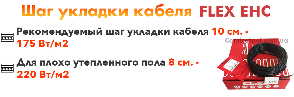 Шаг укладки теплого кабеля Flex EHC